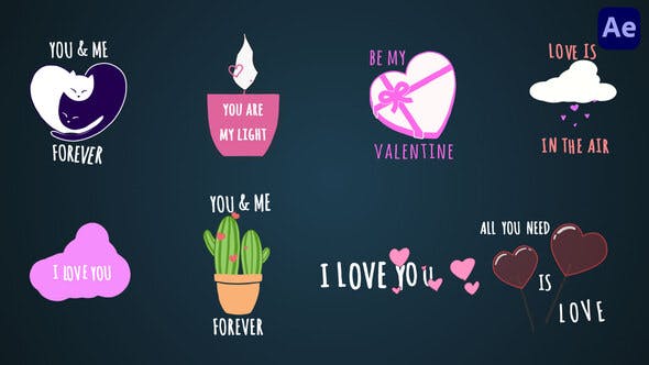 Valentines Day text animations [After Effects] - 37569129 Download Videohive