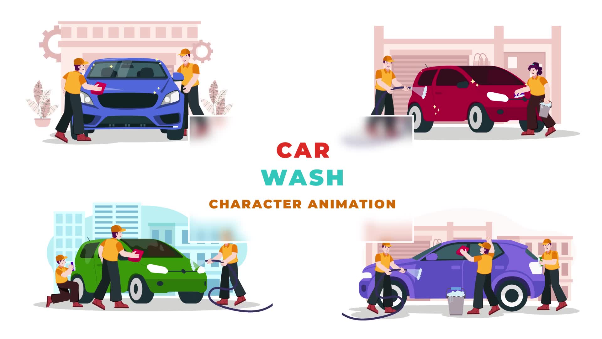 Vehicle Car Washing Character Animation Videohive 38960464 After Effects Image 2