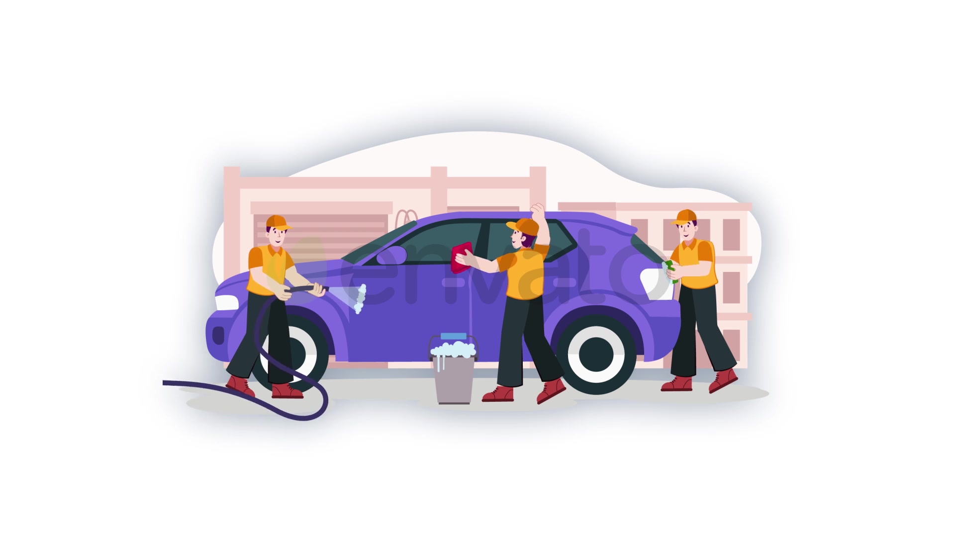 Vehicle Car Washing Character Animation Videohive 38960464 After Effects Image 8