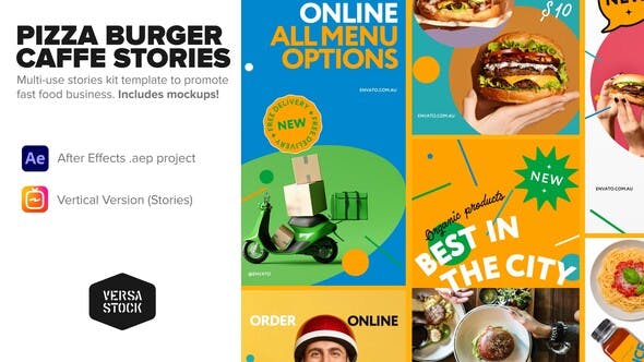 Vertical Caffe Pizza Burger Fast Food Stories - Videohive 33861832 Download