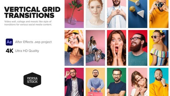 Vertical Super Grid Transitions Video Wall 4K - 33539865 Download Videohive