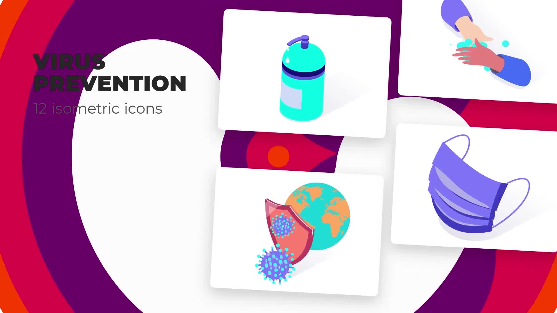Virus prevention Isometric Icons Videohive 39427627 After Effects Image 1