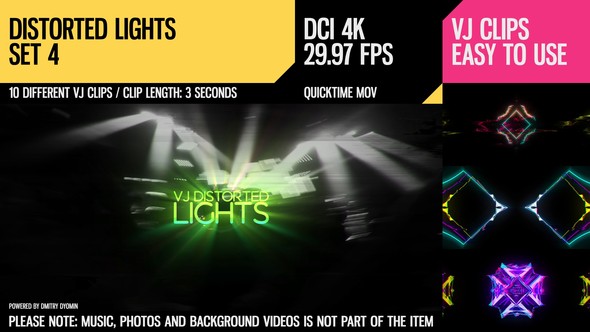 VJ Distorted Lights (4K Set 4) - Download Videohive 18093589