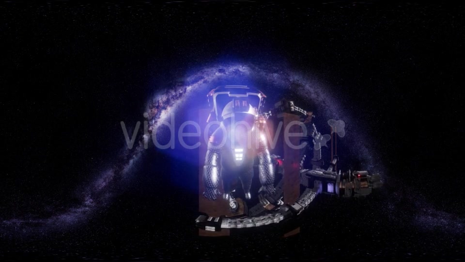 VR 360 Astronaut and Futuristic Spaceship Flying in Space with Mily Way - Download Videohive 21535299