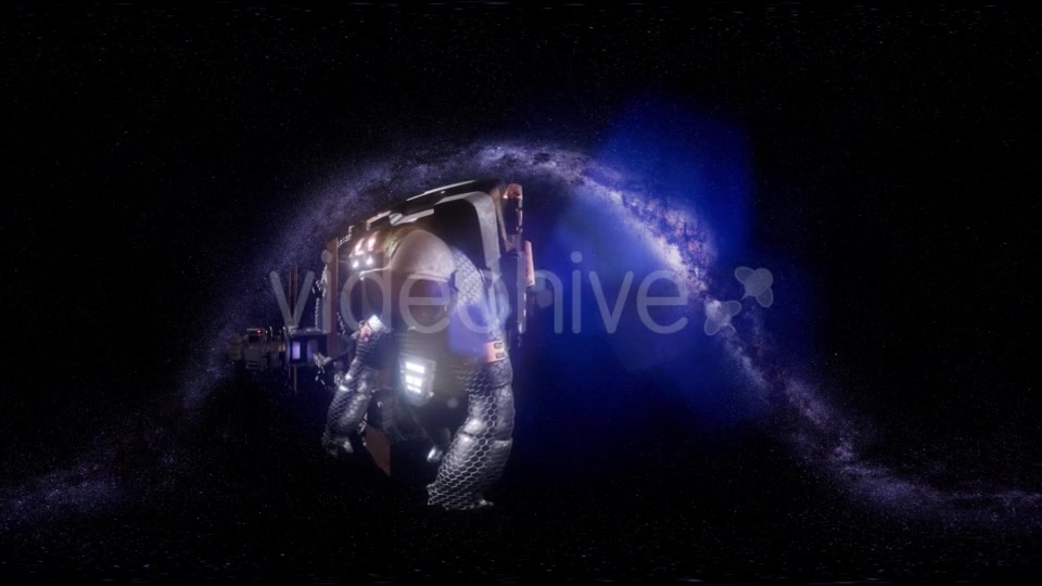 VR 360 Astronaut and Futuristic Spaceship Flying in Space with Mily Way - Download Videohive 21535502