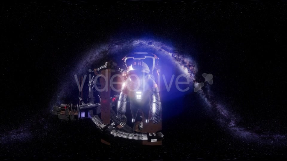 VR 360 Astronaut and Futuristic Spaceship Flying in Space with Mily Way - Download Videohive 21535502