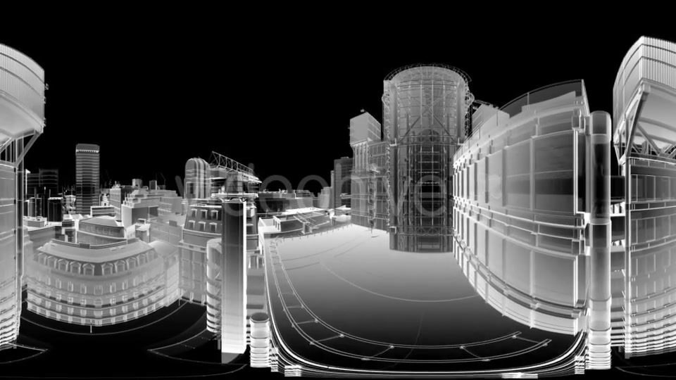 VR 360 Wireframe City Buildings - Download Videohive 19674871