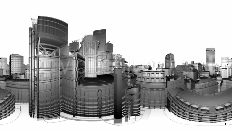 VR 360 Wireframe City Buildings - Download Videohive 19990458