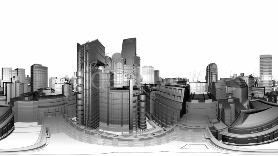 VR 360 Wireframe City Buildings - Download Videohive 19990458