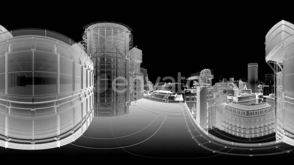 VR 360 Wireframe City Buildings - Download Videohive 21843434