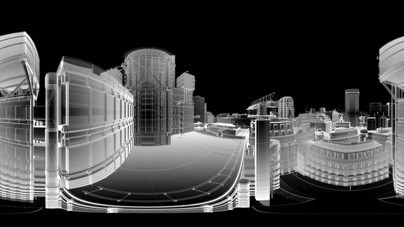 VR 360 Wireframe City Buildings - Download Videohive 21843434