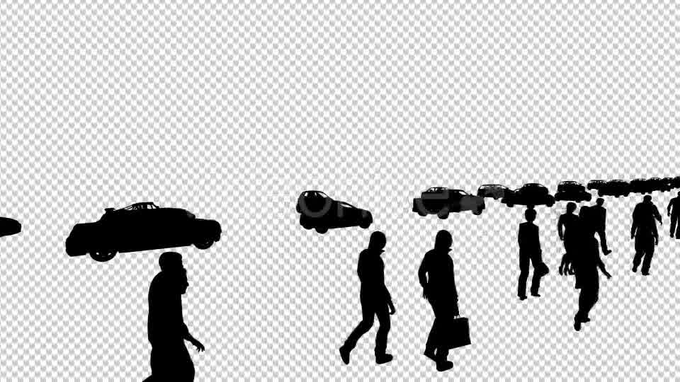 Walking People and Vehicle Traffic Silhouettes - Download Videohive 19802910