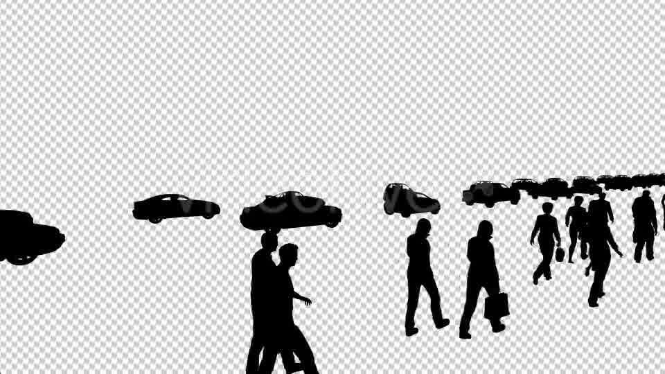 Walking People and Vehicle Traffic Silhouettes - Download Videohive 19802910