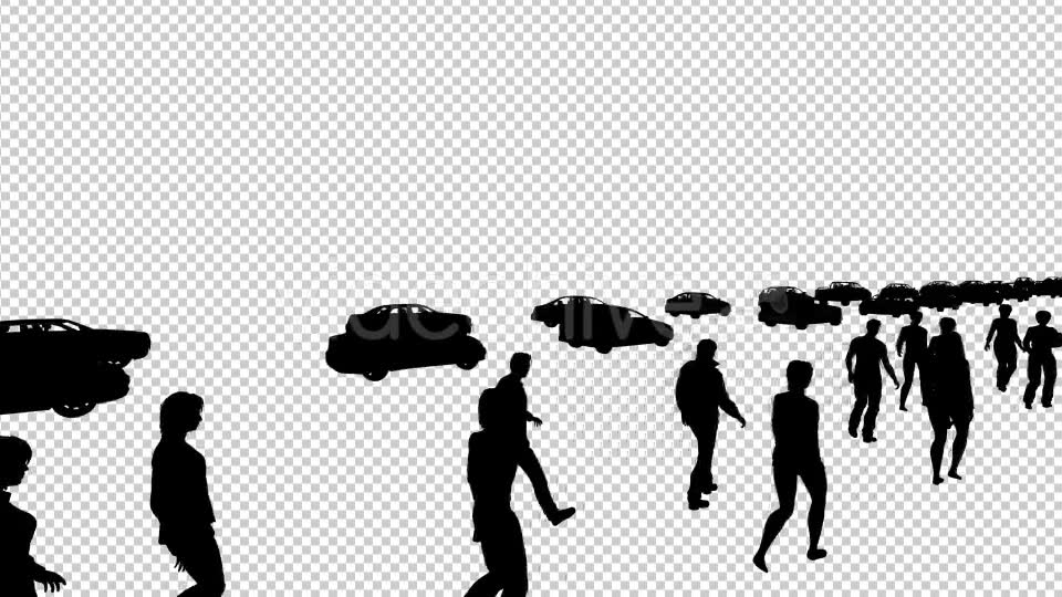 Walking People and Vehicle Traffic Silhouettes - Download Videohive 19802910