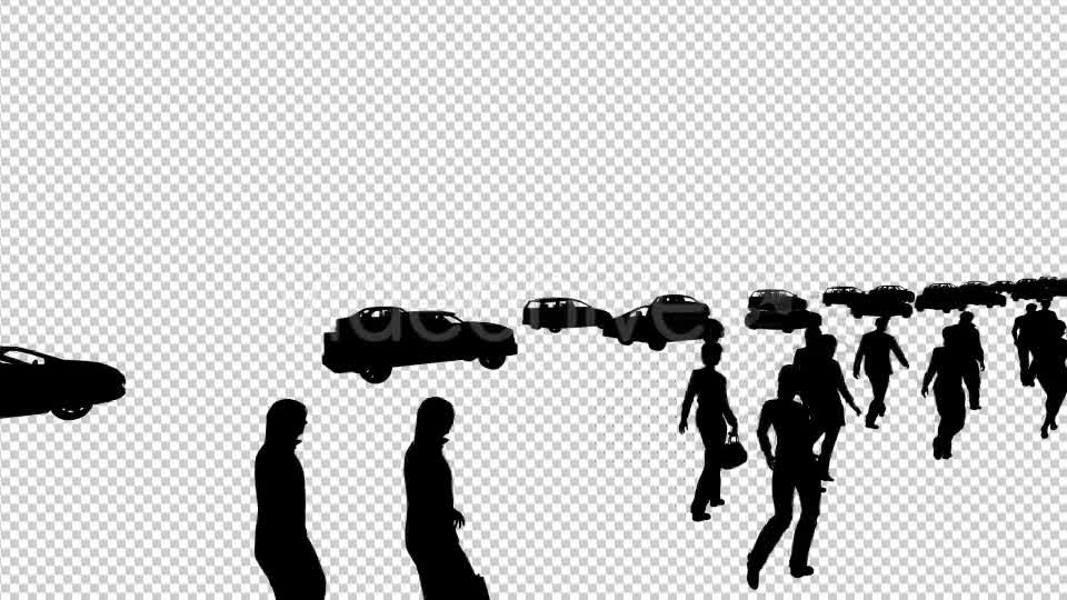 Walking People and Vehicle Traffic Silhouettes - Download Videohive 19802910