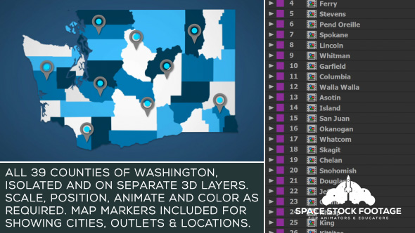 Washington Map Kit - Download Videohive 20809199