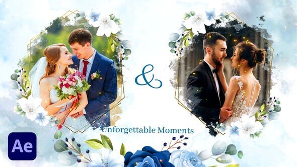 WaterColor and Floral Wedding Slideshow - Videohive Download 36831945