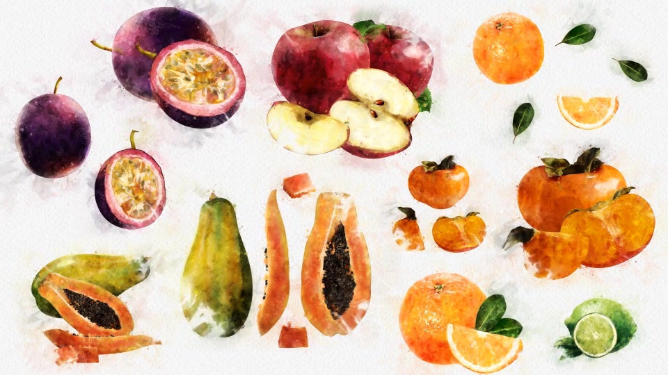 Watercolor Fruits And Vegetables - Download Videohive 22608905