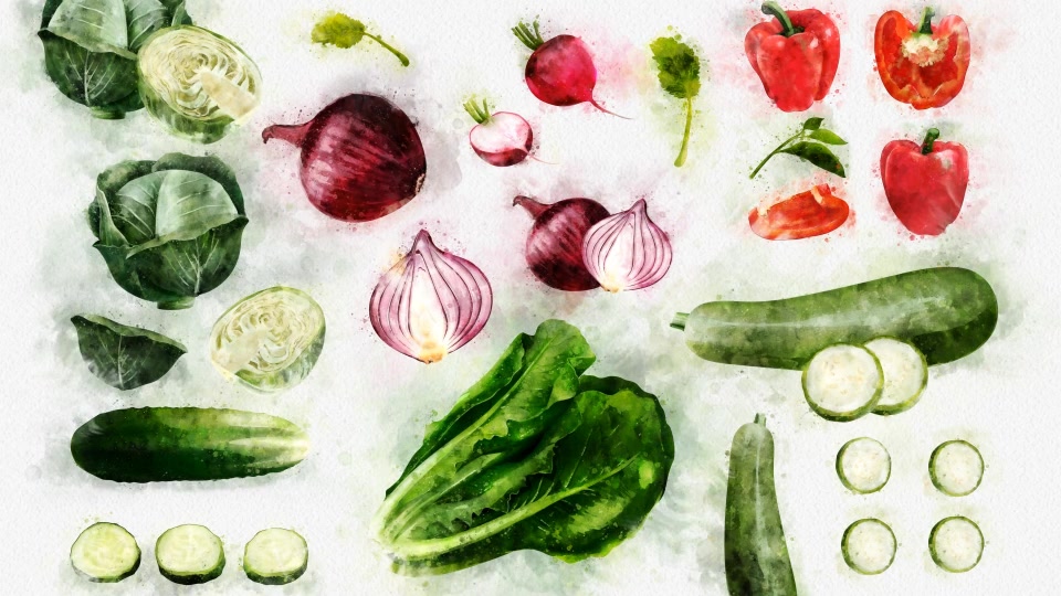 Watercolor Fruits And Vegetables - Download Videohive 22608905