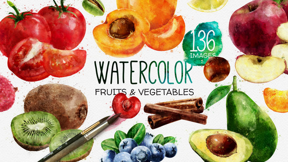 Watercolor Fruits And Vegetables - Download Videohive 22608905