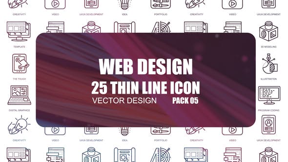 Web Design – Thin Line Icons - 23595730 Download Videohive
