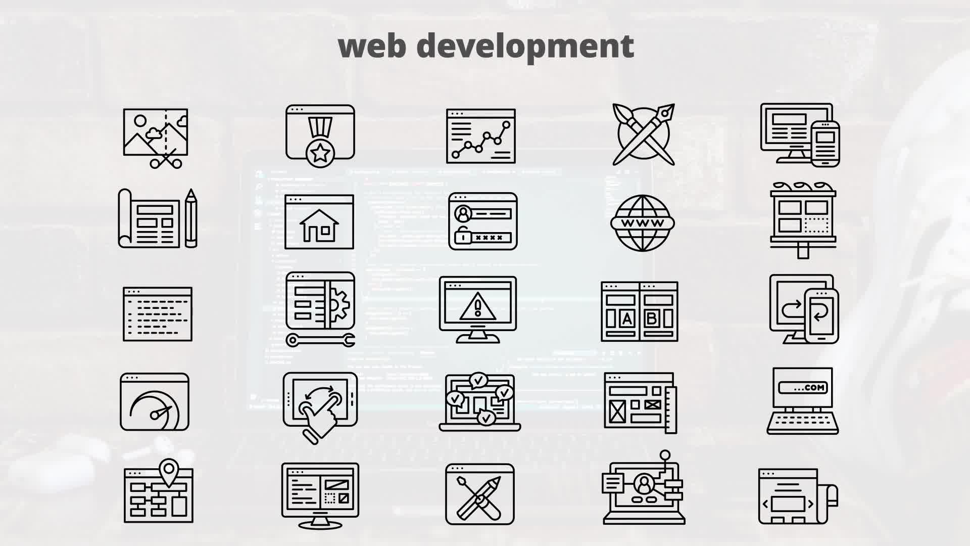 Web Development – Thin Line Icons Videohive 23595877 After Effects Image 10