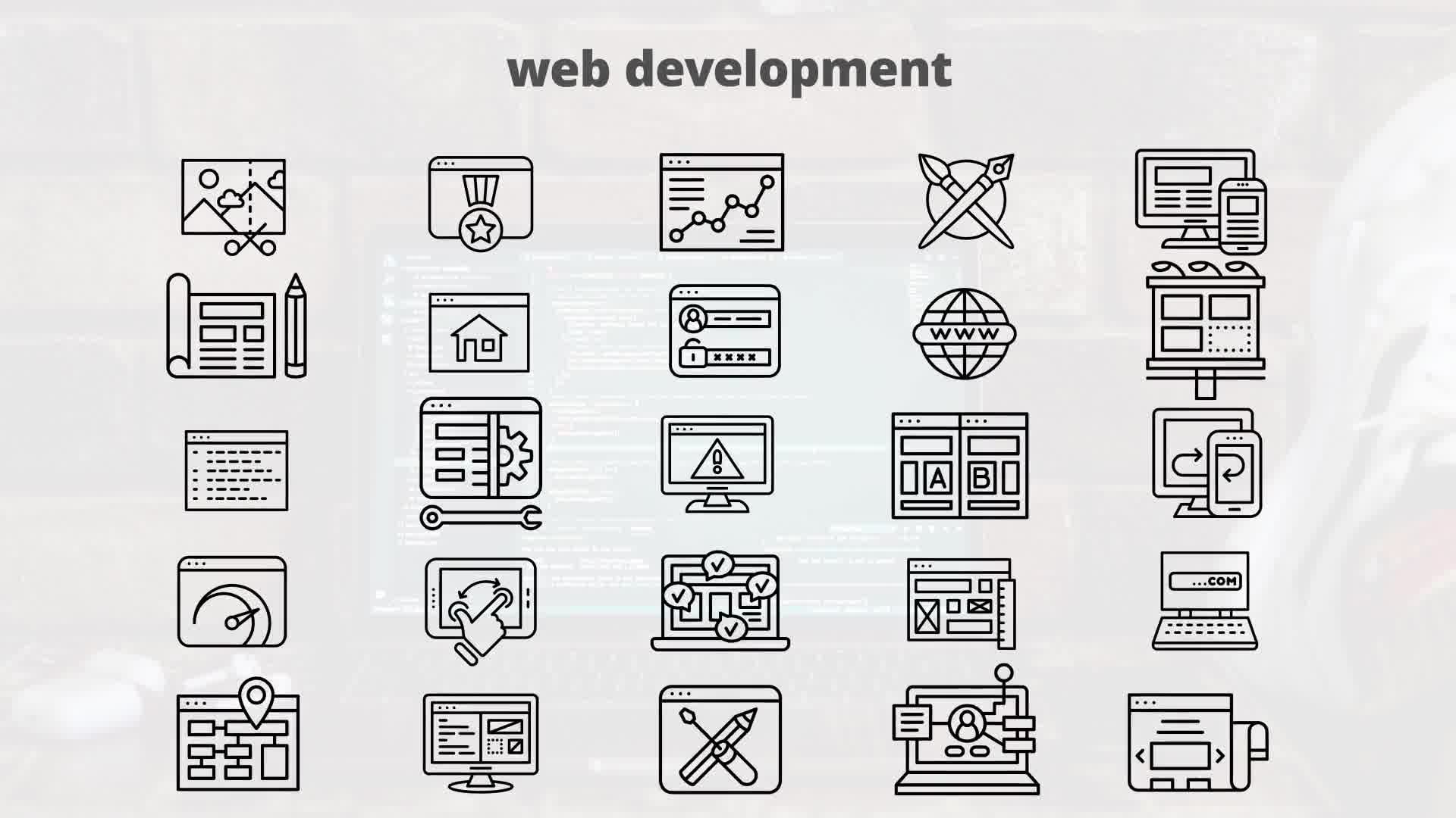 Web Development – Thin Line Icons Videohive 23595877 After Effects Image 11