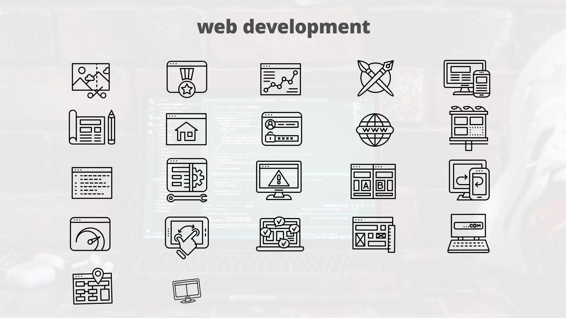 Web Development – Thin Line Icons Videohive 23595877 After Effects Image 8