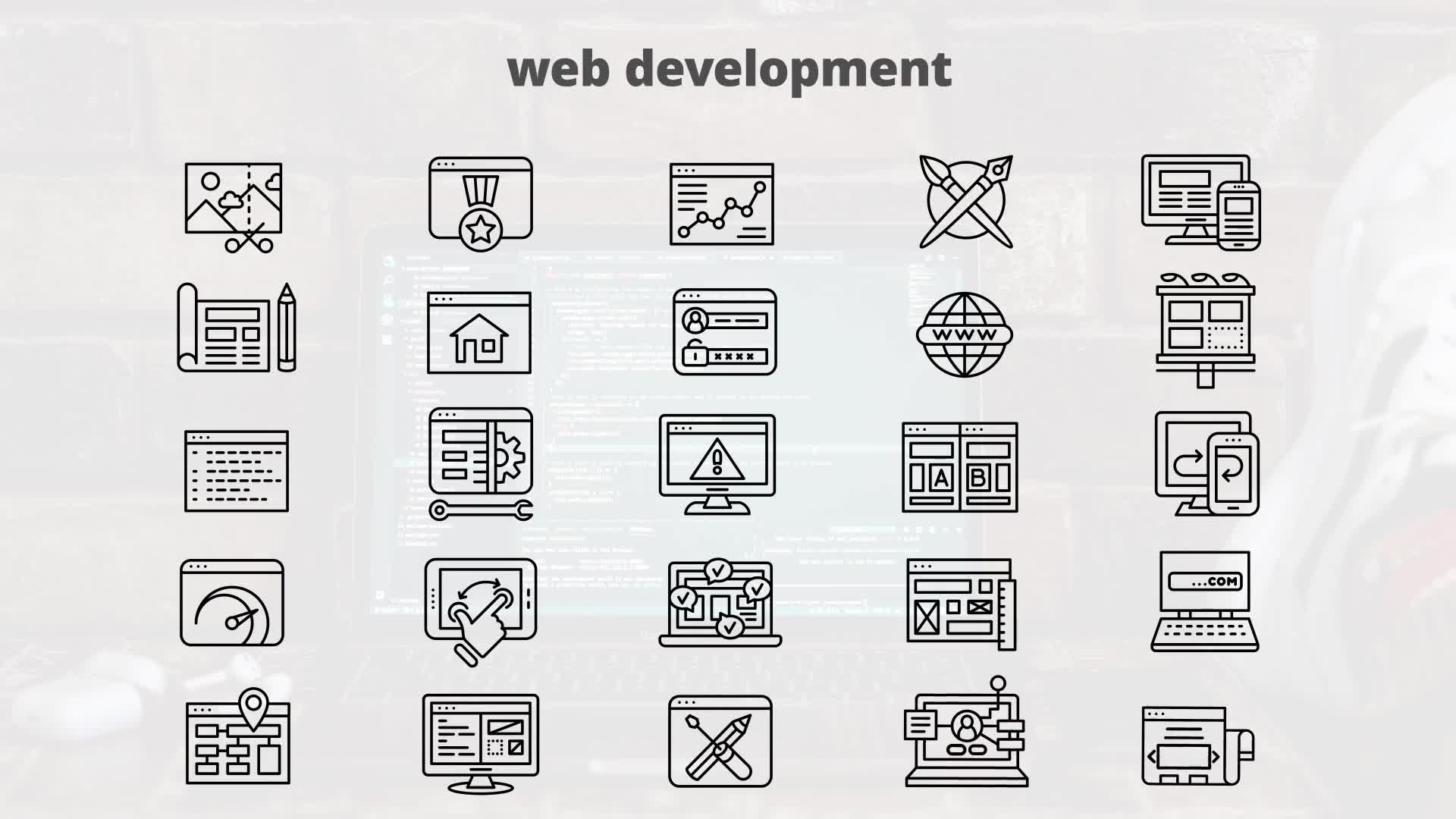 Web Development – Thin Line Icons Videohive 23595877 After Effects Image 9