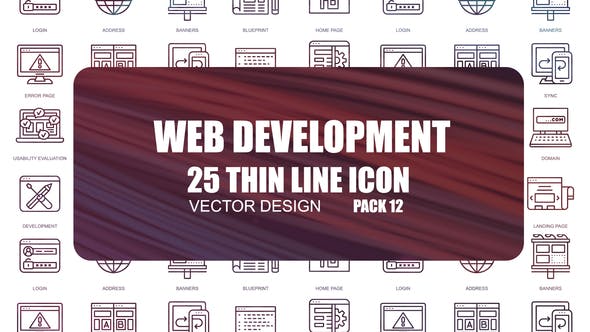 Web Development – Thin Line Icons - Videohive 23595877 Download