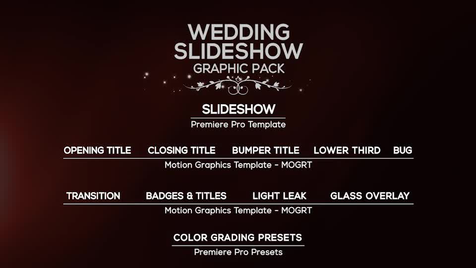 Wedding Event Slideshow Graphic Pack Videohive 21583493 Premiere Pro Image 1
