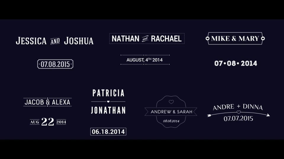Wedding Typography Titles – Dates and Names - Download Videohive 8934703