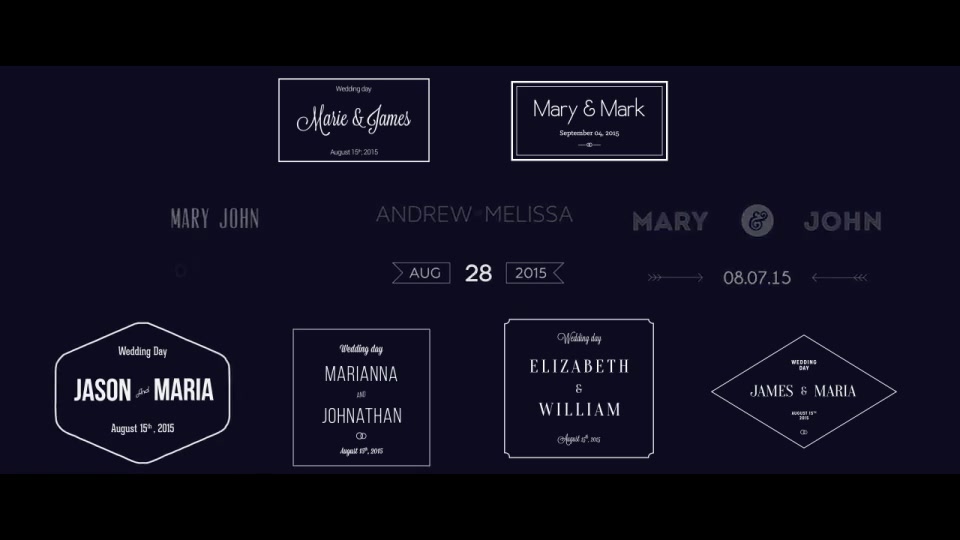 Wedding Typography Titles – Dates and Names - Download Videohive 8934703