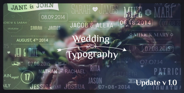 Wedding Typography Titles – Dates and Names - Download Videohive 8934703