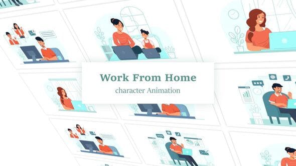 Work From Home Scene Animation Pack - Download 36044784 Videohive