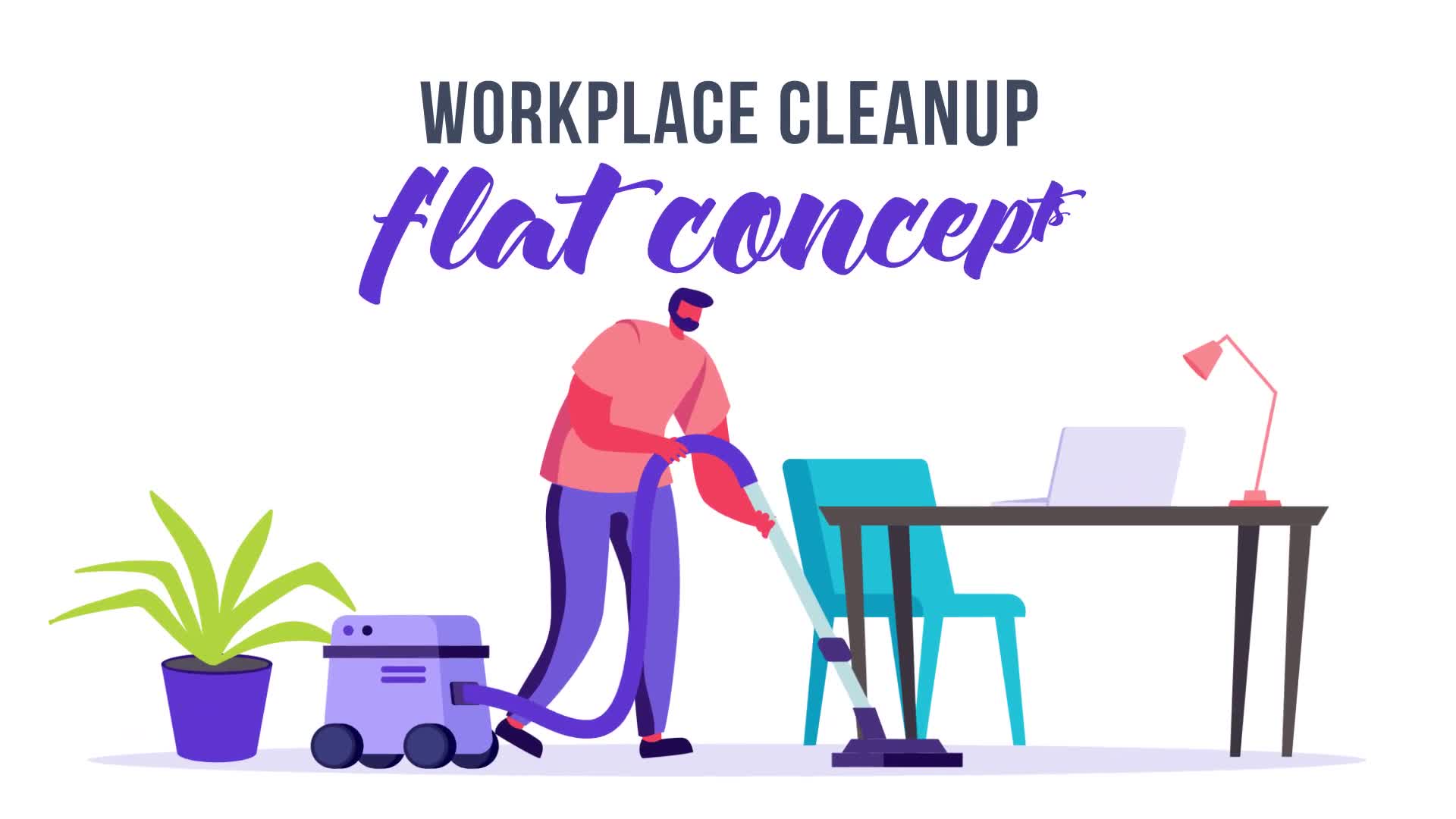 Workplace cleanup Flat Concept Videohive 33263984 After Effects Image 1