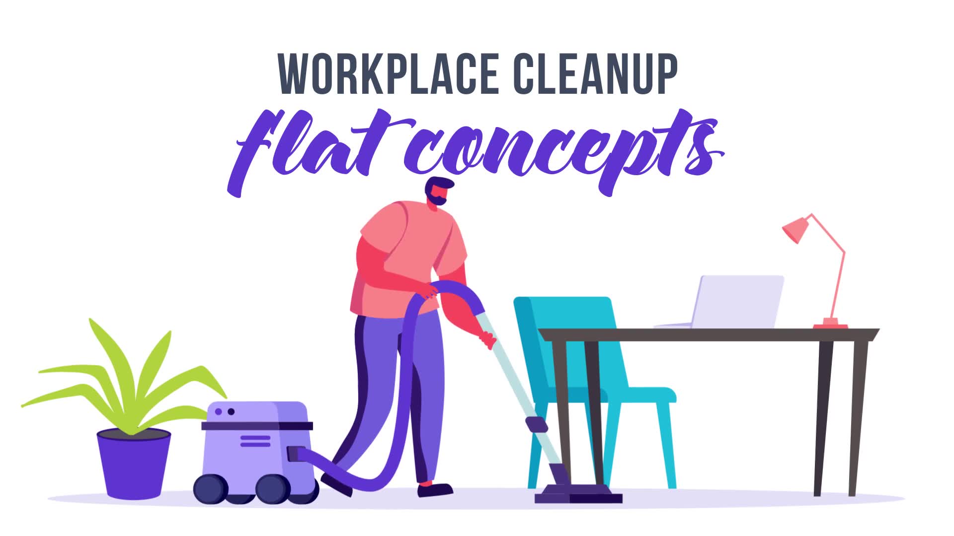 Workplace cleanup Flat Concept Videohive 33263984 After Effects Image 2