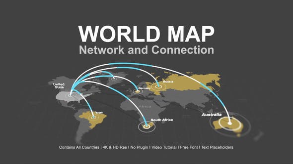 World Map Network Connection - 40506805 Videohive Download