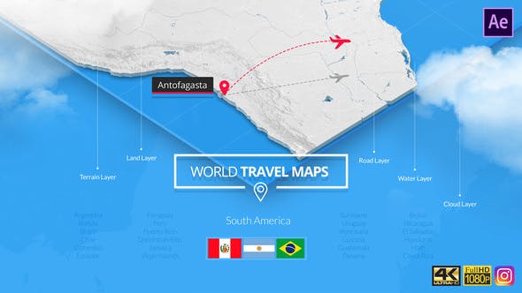 World Travel Maps South America - 23214057 Videohive Download