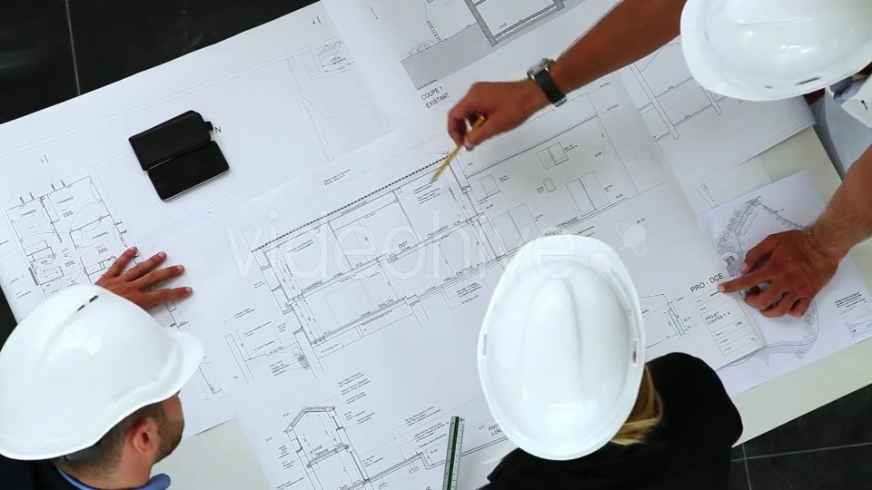 Young Architects Working On New Construction With Blueprints  Videohive 8841017 Stock Footage Image 10