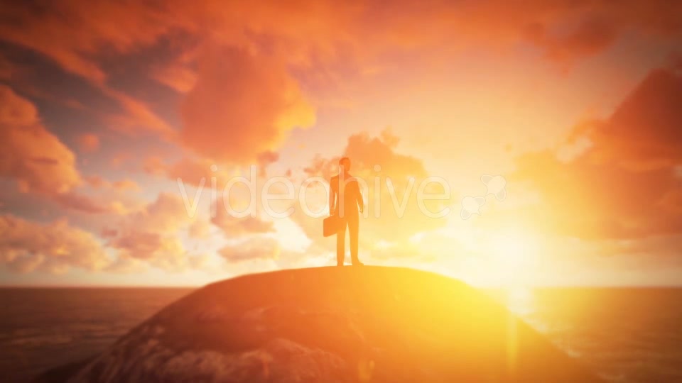 Young Businessman Standing On the Hill Sunset - Download Videohive 19438731