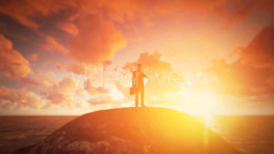 Young Businessman Standing On the Hill Sunset - Download Videohive 19438731