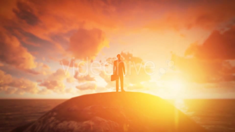 Young Businessman Standing On the Hill Sunset - Download Videohive 19438731