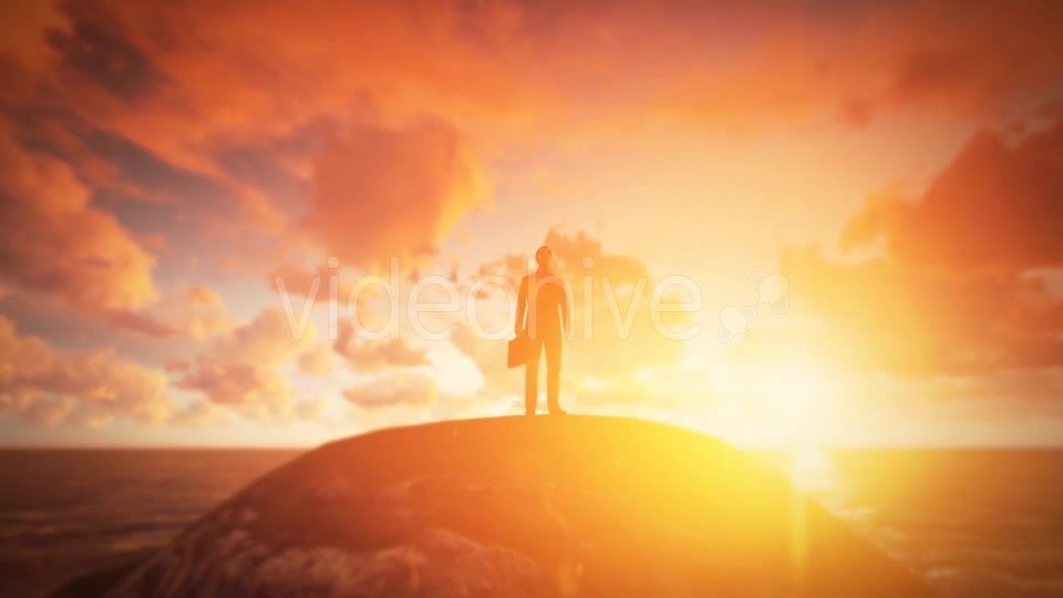 Young Businessman Standing On the Hill Sunset - Download Videohive 19438731