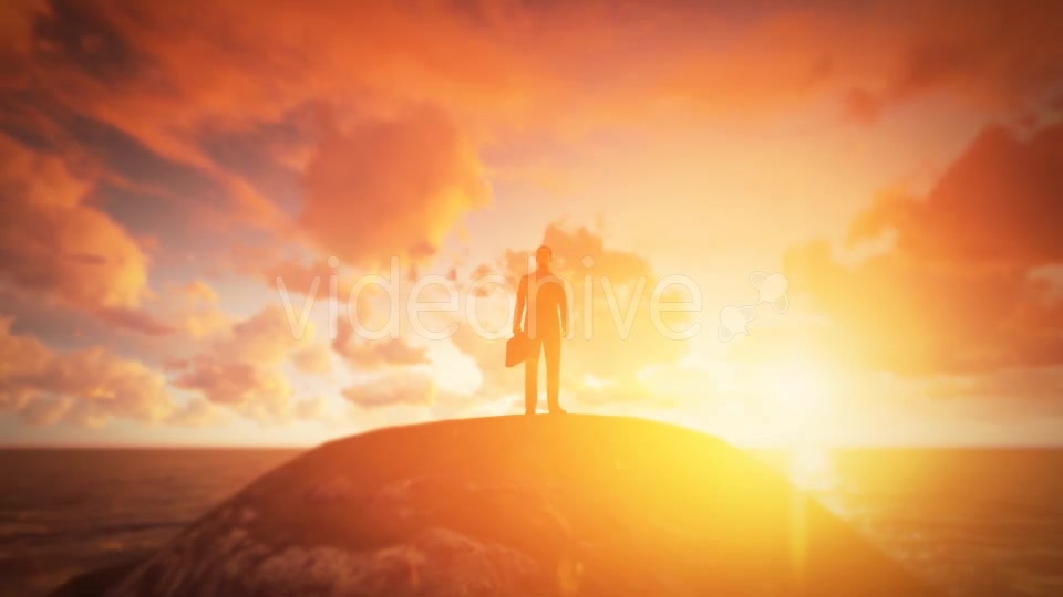 Young Businessman Standing On the Hill Sunset - Download Videohive 19438731