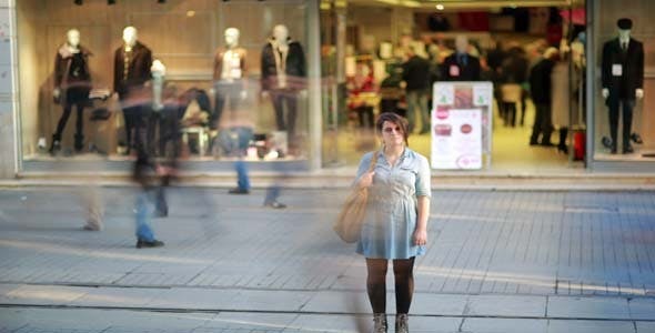 Young Woman Posing In Front Of Shopping Mall  - Download 7835521 Videohive