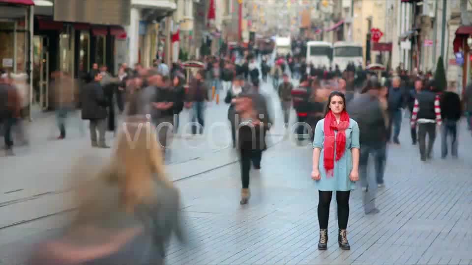 Young Woman Standing In Busy City Street, Fast Mot  Videohive 7835474 Stock Footage Image 1