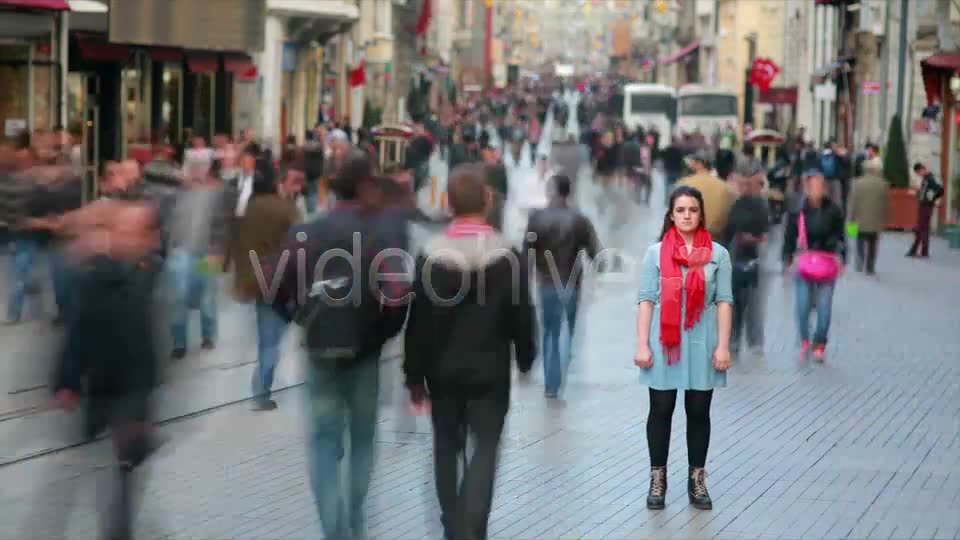 Young Woman Standing In Busy City Street, Fast Mot  Videohive 7835474 Stock Footage Image 2