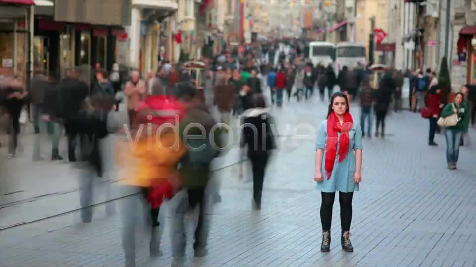 Young Woman Standing In Busy City Street, Fast Mot  Videohive 7835474 Stock Footage Image 4