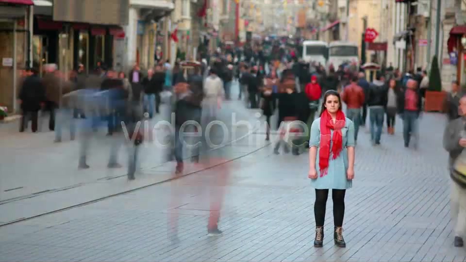 Young Woman Standing In Busy City Street, Fast Mot  Videohive 7835474 Stock Footage Image 6